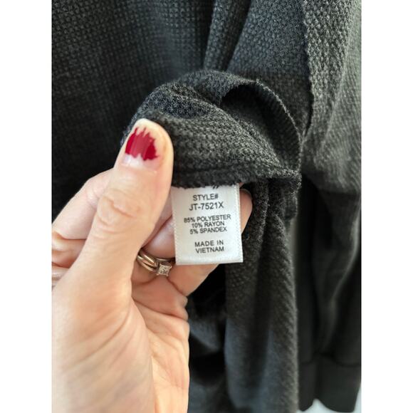 Zenana Womens Waffle Knit Thermal Top 2X Gray Winter Minimalist Scoop Neck - Picture 4 of 6